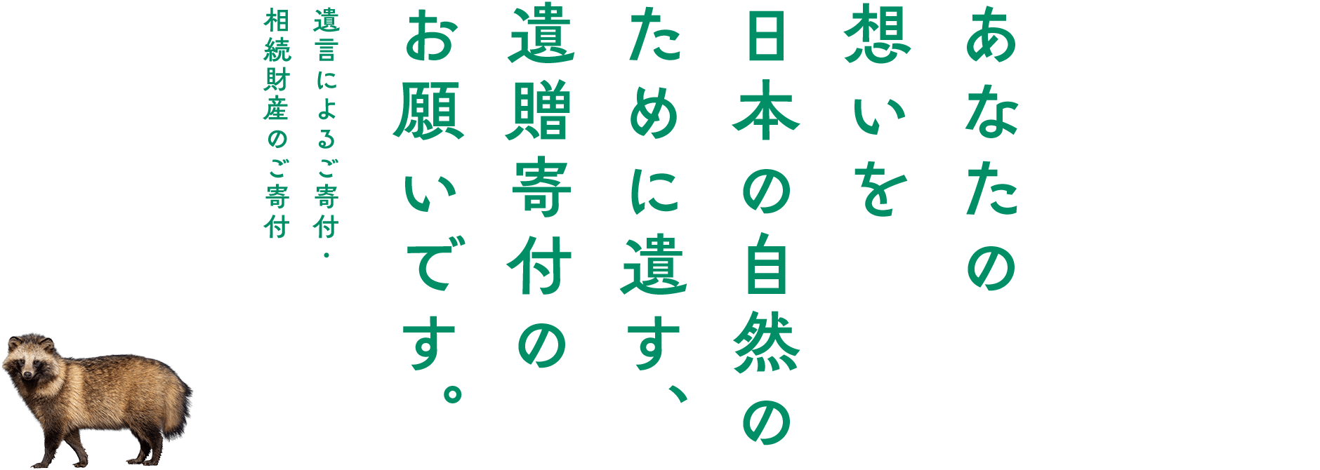 あなたの想いを日本の自然のために遺す、遺贈寄付のお願いです。遺言によるご寄付・相続財産のご寄付