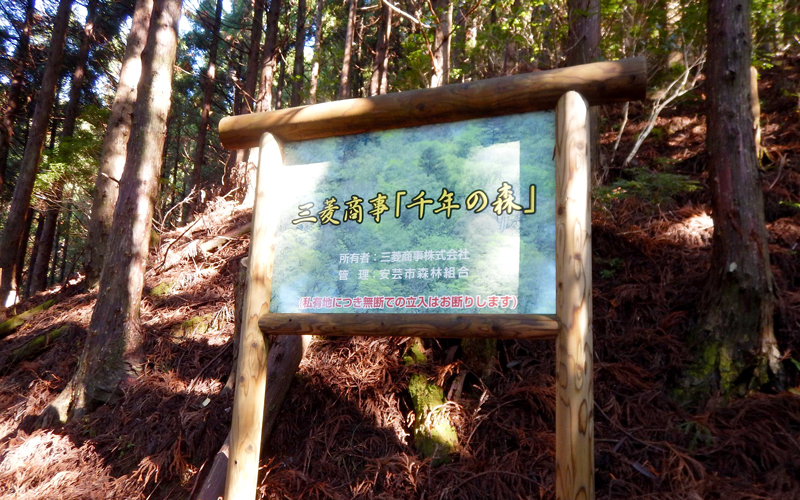 三菱商事「千年の森」看板の写真