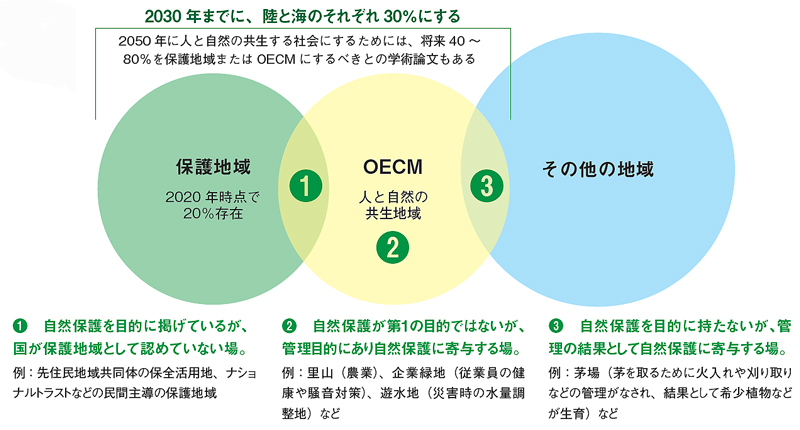 OECMが保全する場を3パターン示した図