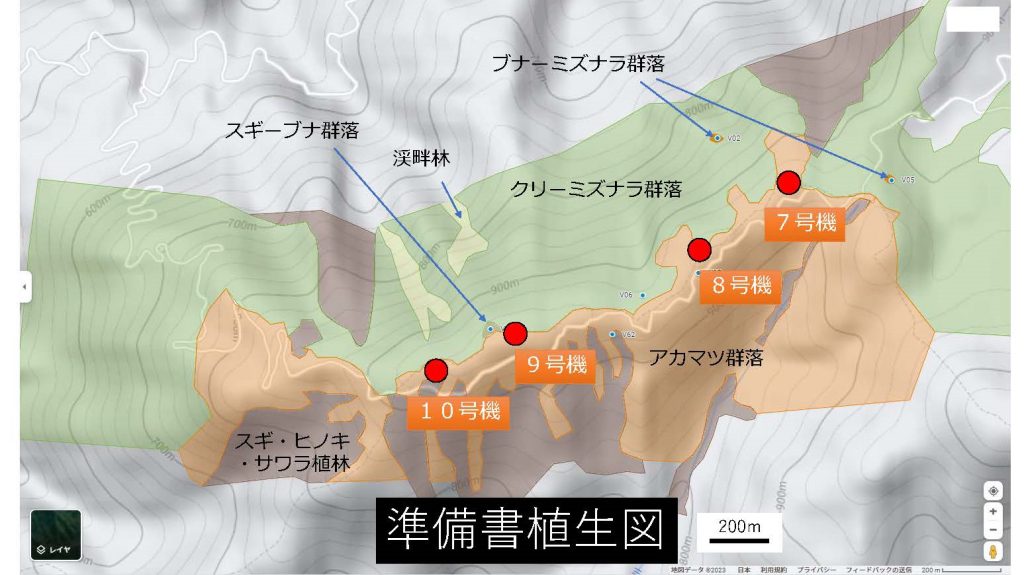 準備書植生図を示した図