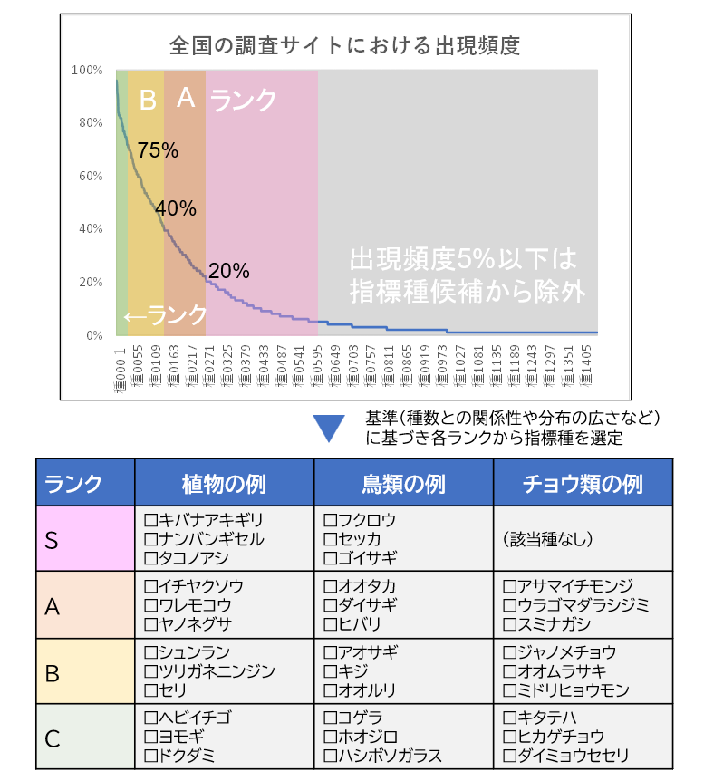 全国調査サイトにおける出現頻度を示した画像