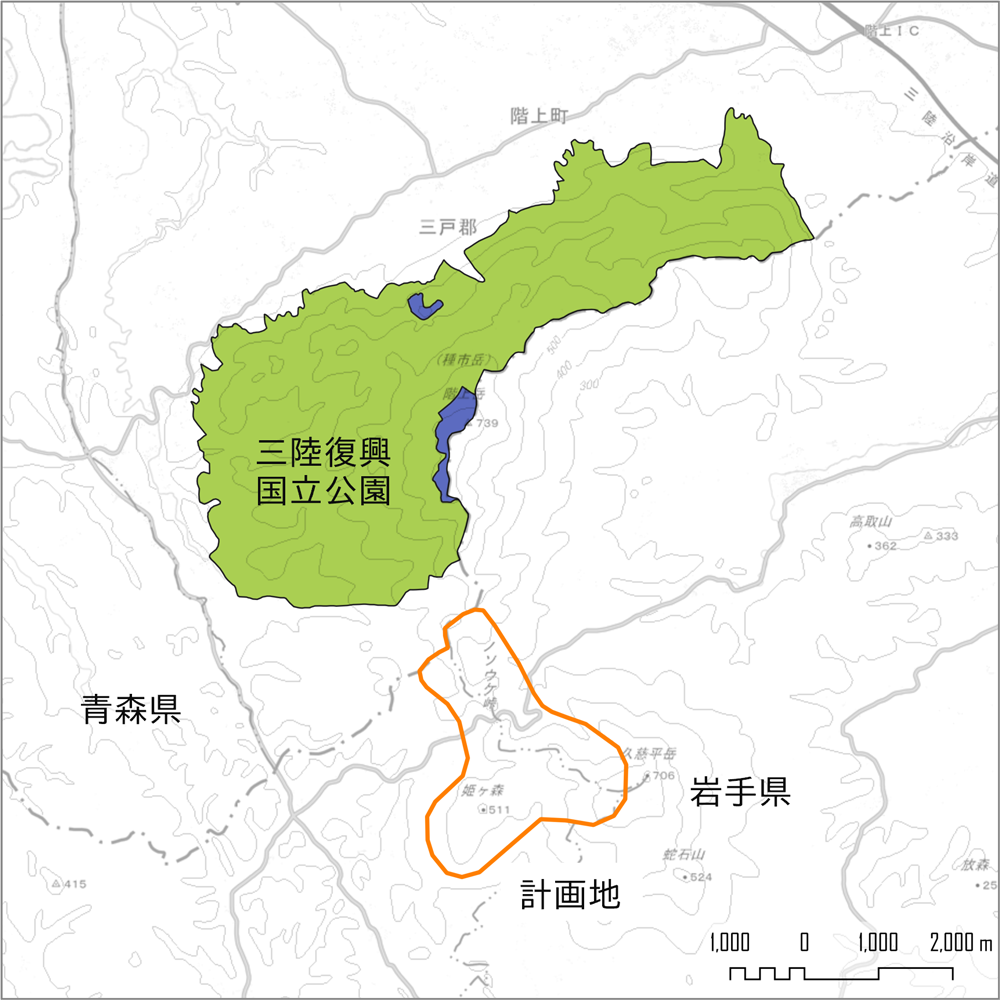 配慮書時点（2015年）の事業想定区域を示した図