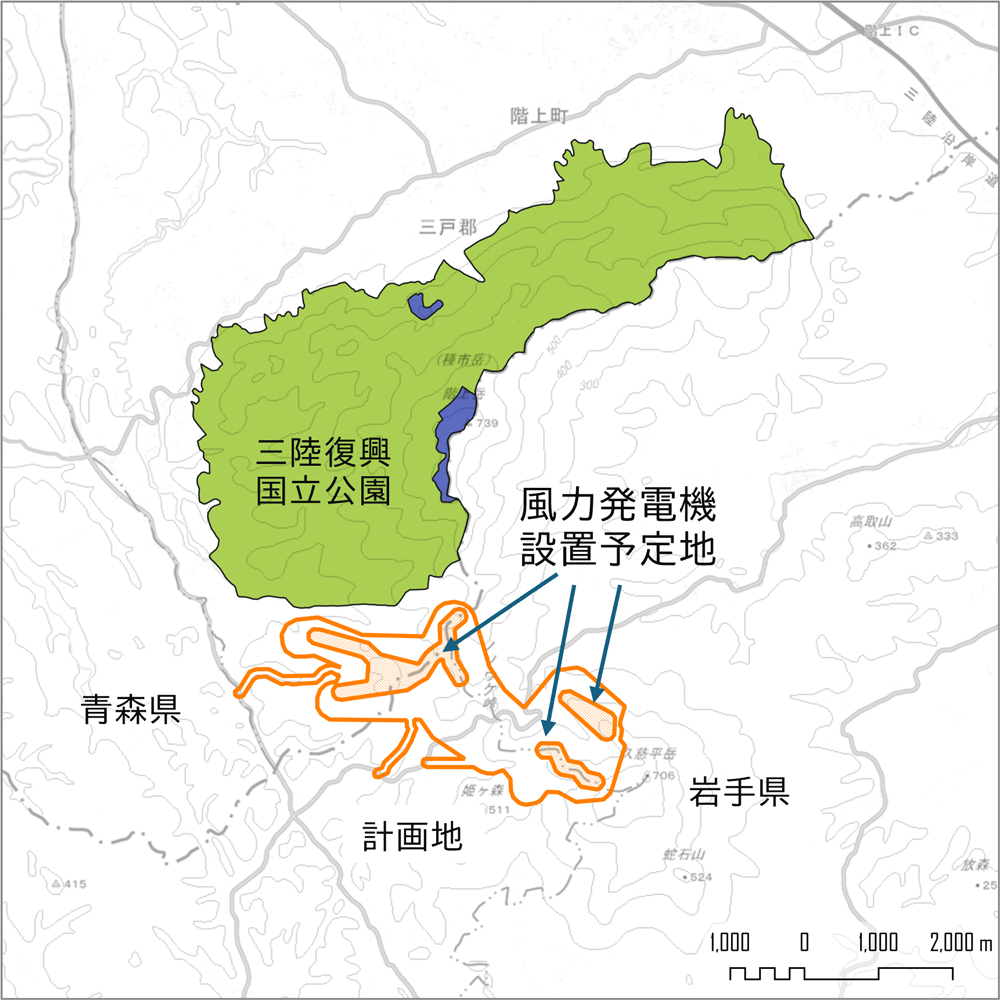 方法書での事業実施区域を示した図