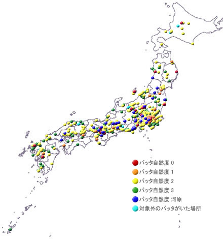 バッタ自然度マップの図