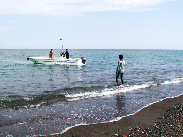 北海道紋別市の反射型砂浜