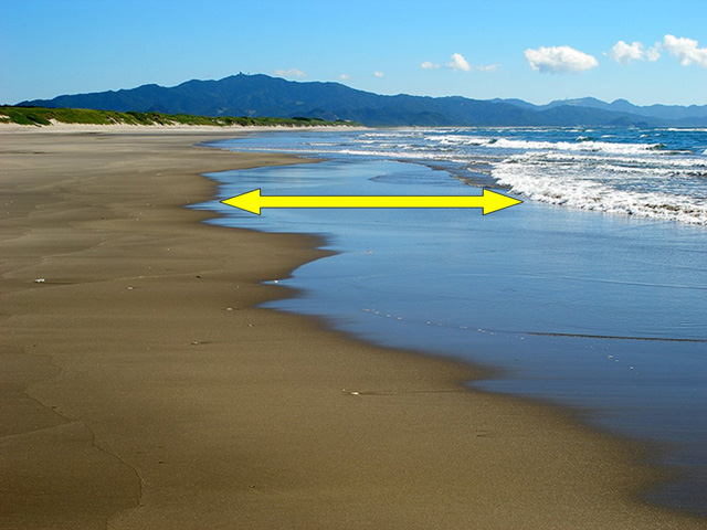 鹿児島県吹上浜の遡上波帯