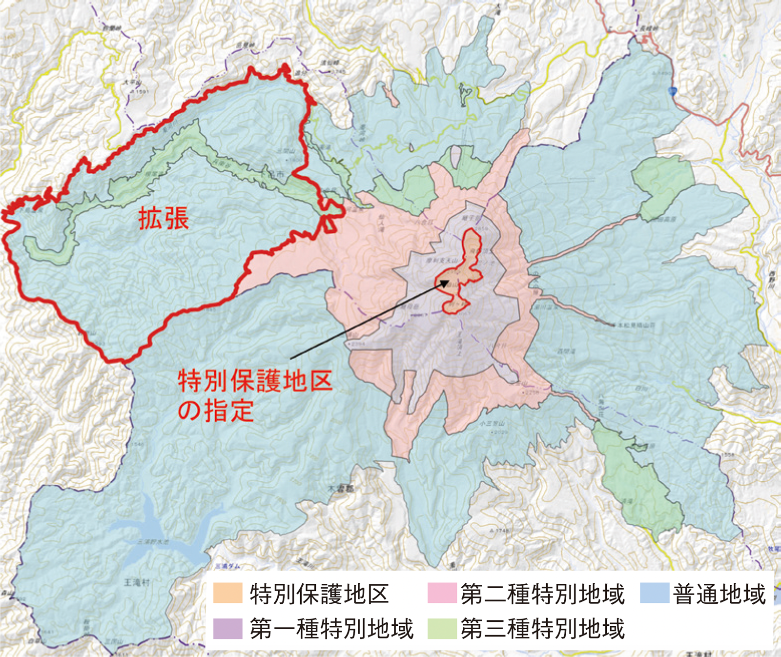 下呂市側に拡張されたエリアを示した地図の画像