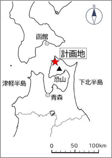下北半島風発計画地の位置図